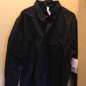 Black long sleeve button down men shirt